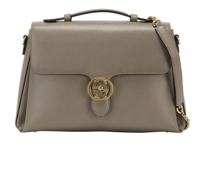 Interlocking G Chain Shoulder Bag, &pound;695, Handbags, Grey, Leather, Front view